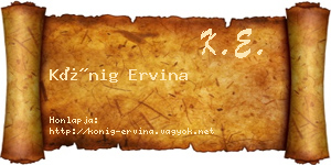 Kőnig Ervina névjegykártya